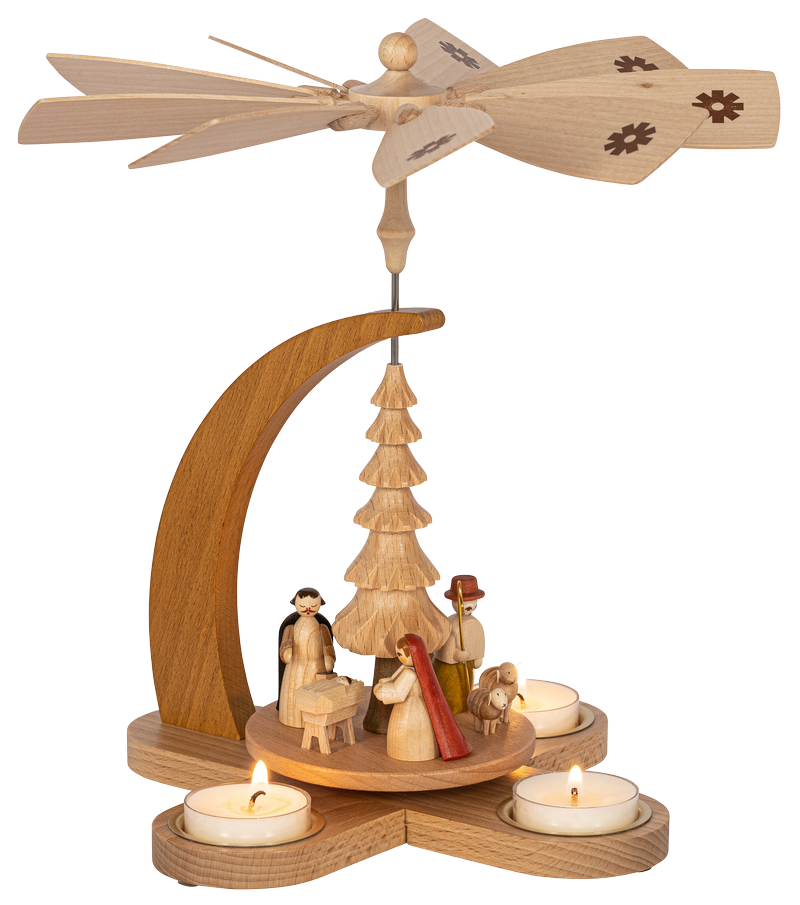 Richard Glaesser Pyramide Christi Geburt für Teelichte aus Seiffen im Erzgebirge
