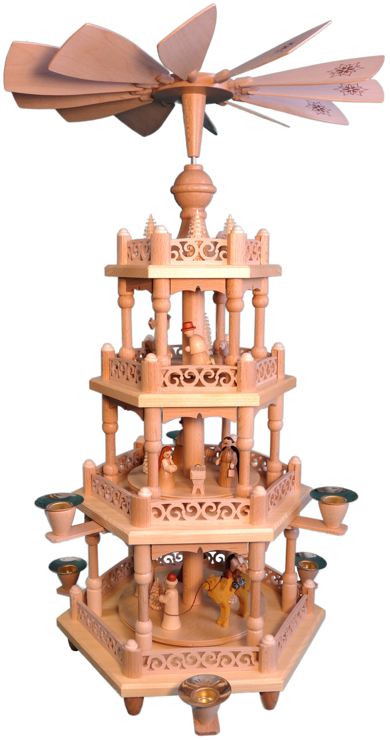 Richard Glaesser Pyramide Heilige Familie natur 3-stöckig aus Seiffen im Erzgebirge