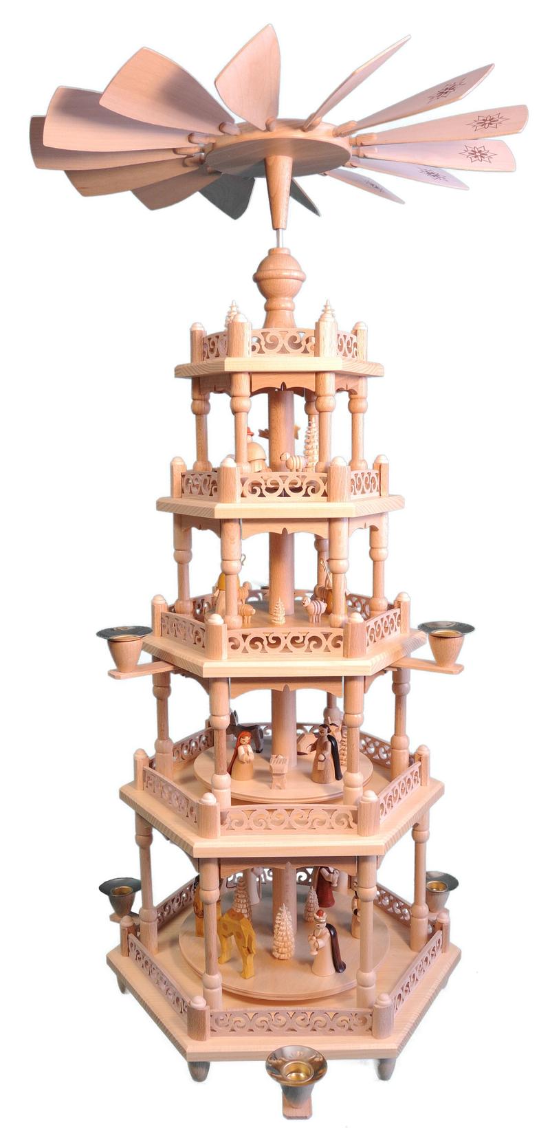 Richard Glaesser Pyramide Heilige Familie natur 4-stöckig aus Seiffen im Erzgebirge