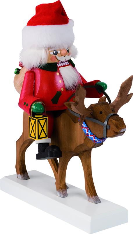 Richard Glaesser Nussknacker Santa auf Rentier aus Seiffen im Erzgebirge